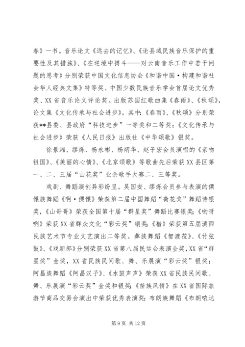 县文联在全省基层文联工作经验交流会上的发言材料.docx