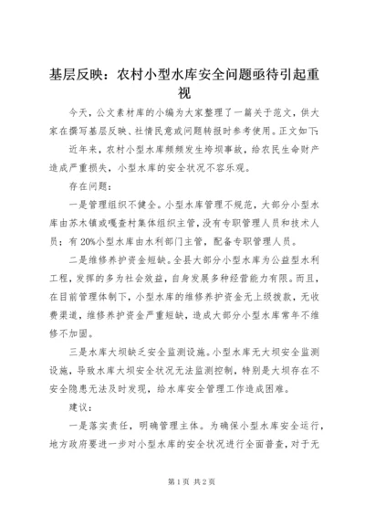 基层反映：农村小型水库安全问题亟待引起重视.docx