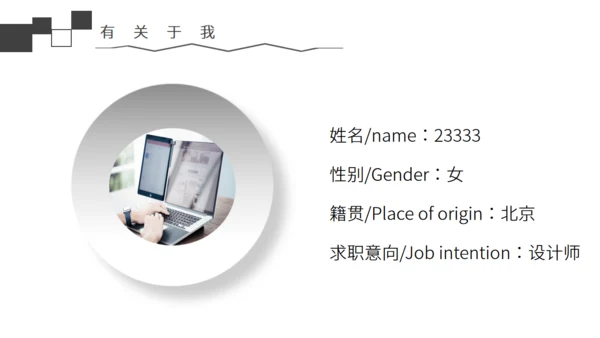 黑白简约风个人简历通用PPT模板