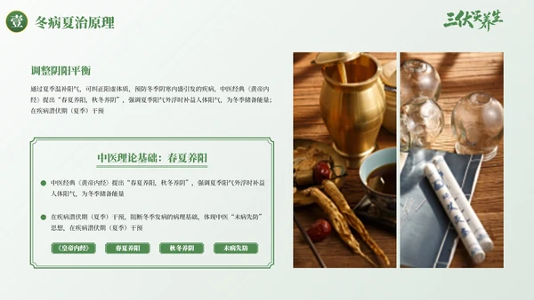 绿色古风三伏天养生健康指南PPT模板