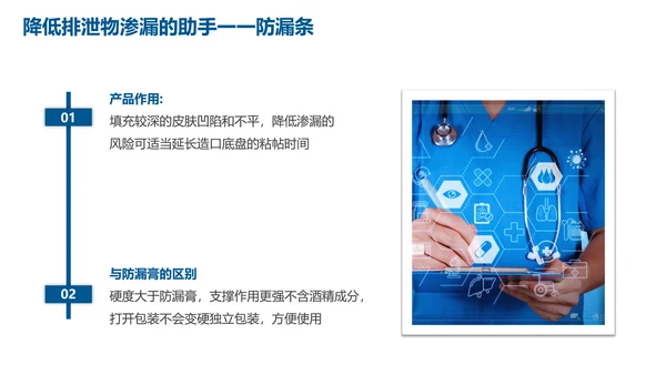蓝色简约肠造瘘口的护理医护人员培训PPT模板