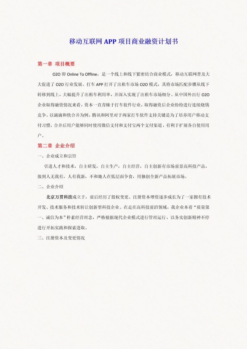 移动互联网APP综合项目商业专题计划书.docx