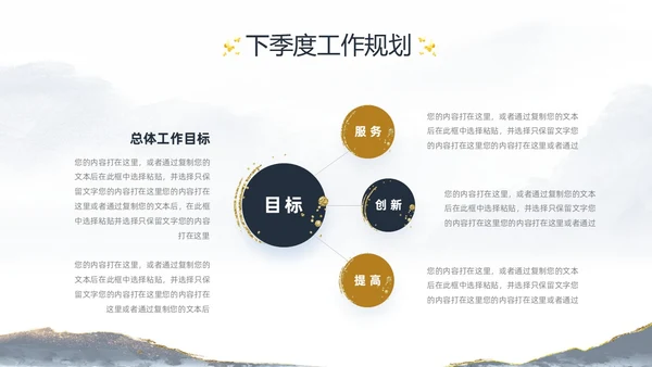 灰色简约水墨鎏金风工作汇报季度工作总结述职报告PPT