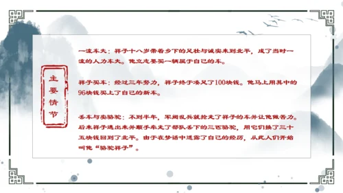 骆驼祥子重要知识点讲解通用PPT模板