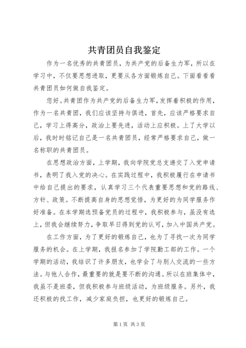 共青团员自我鉴定精编.docx