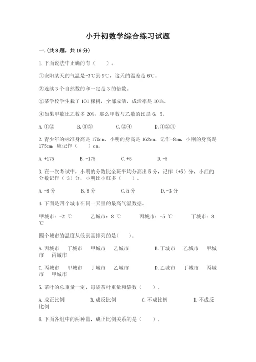 小升初数学综合练习试题及参考答案（能力提升）.docx