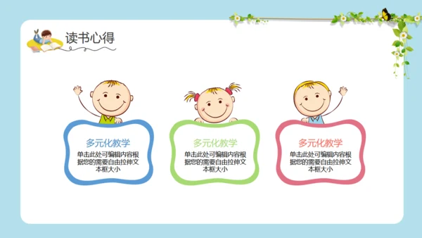 儿童读书分享会小朋友阅读卡通通用PPT模板