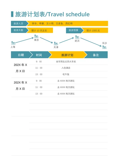旅游计划表 (2)