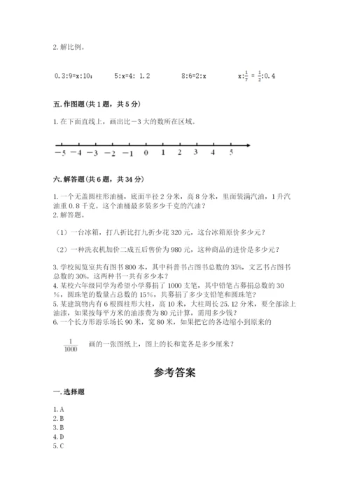 铁岭县六年级下册数学期末测试卷（达标题）.docx