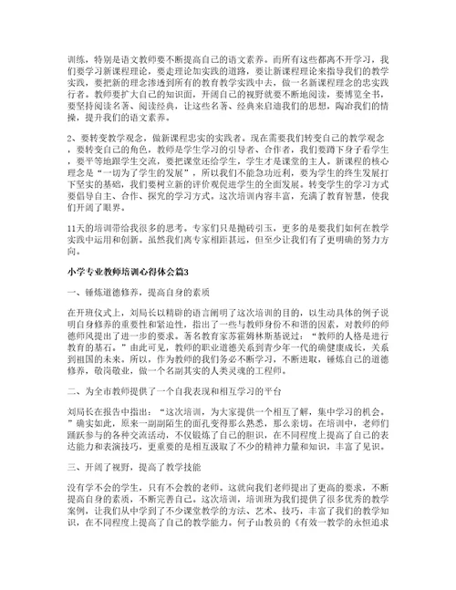 小学专业教师培训心得体会篇