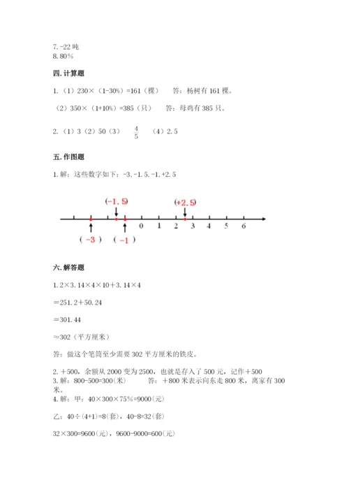 洛阳市宜阳县六年级下册数学期末测试卷带答案.docx