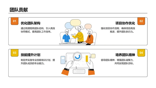 橙色插画风通用行业竞聘述职汇报PPT模板