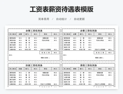 工资表薪资待遇表模版