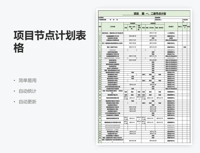 项目节点计划表格