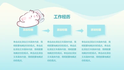 蓝色渐变风眠眠兔三项流程PPT单页
