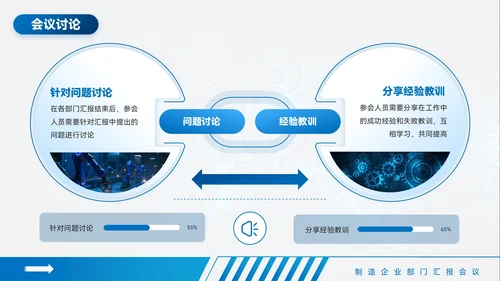 蓝色质感风制造业部门汇报会议PPT模板