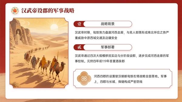 复古红黄色中国风关于敦煌博物馆文化介绍PPT模板