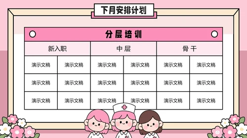 粉色插画风医院护士护理工作汇报PPT模板