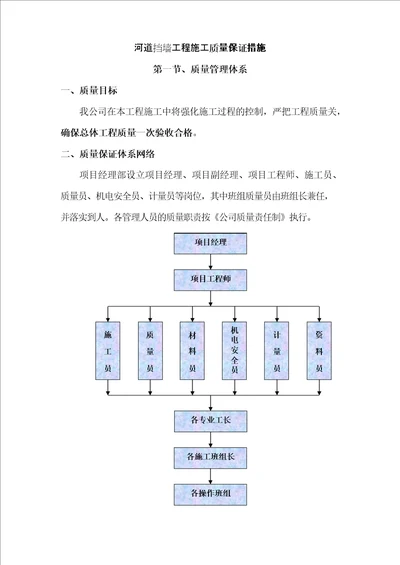 河道挡墙工程施工质量保证措施