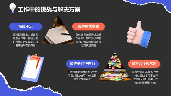 紫色创意风广告人通用年终述职汇报PPT模板