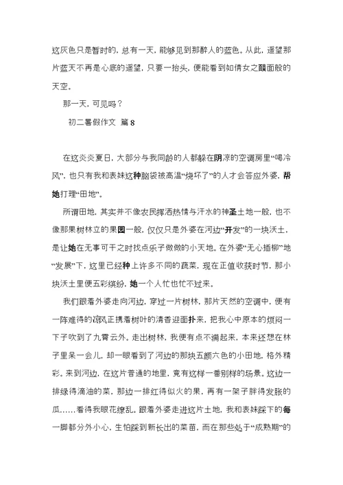 关于初二暑假作文集合九篇