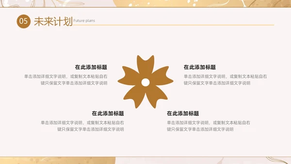 小清新花卉烫金风年中工作总结汇报年度总结PPT模板年中总结
