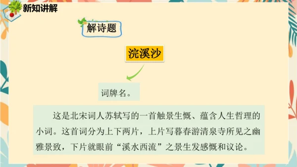 统编版六年级语文下册古诗词诵读9浣溪沙课件-