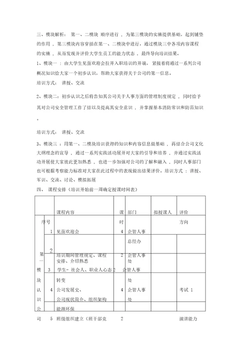 大学生入职培训方案