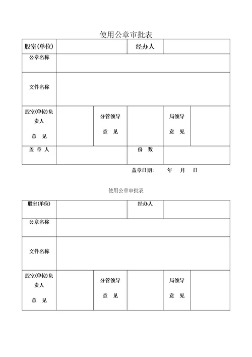 高要市劳动和社会保障局使用公章审批表