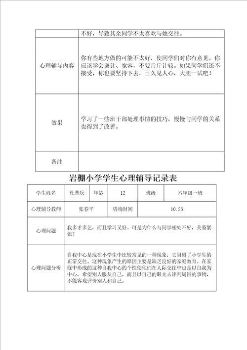 学生心理辅导记录表修订稿