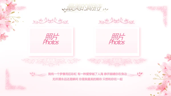 粉色唯美我们的婚礼动态PPT模板