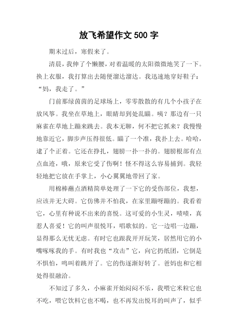 放飞希望作文500字-1.docx