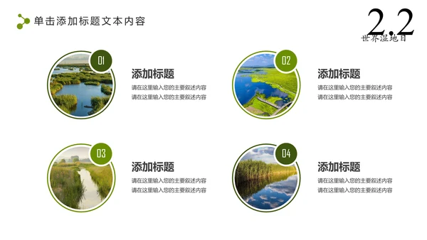 清新简约世界湿地森林日绿色环保PPT模板