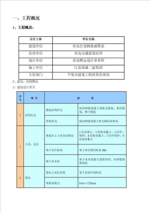 某住宅楼及地下车库项目质量策划书