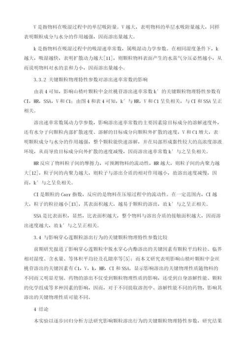 逐步回归分析方法研究影响山楂叶颗粒溶出行为的关键颗粒物理特性参数.docx