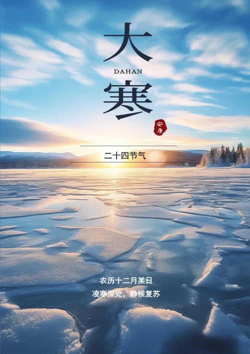 简洁二十四节气大寒海报