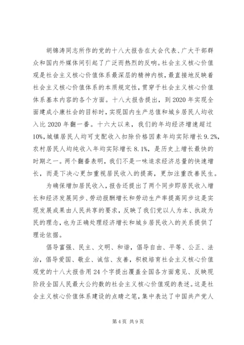 关于党的十八大思想汇报参考.docx