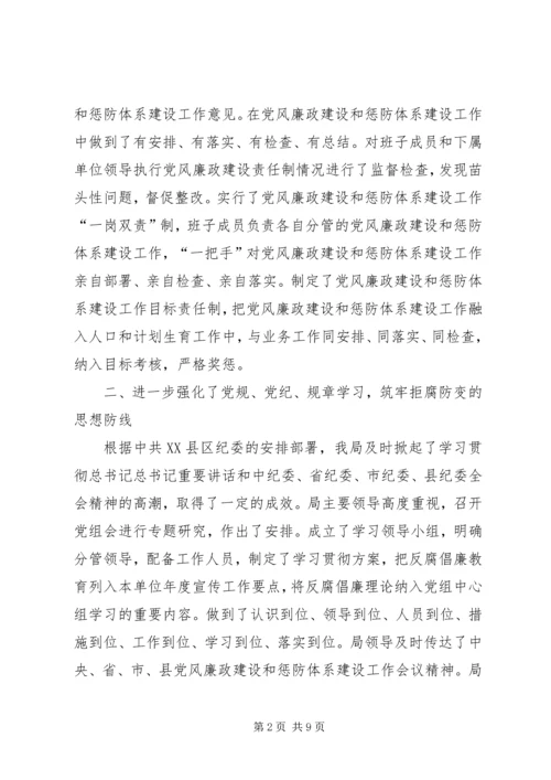 人口计生局党风廉政建设工作自查情况总结.docx