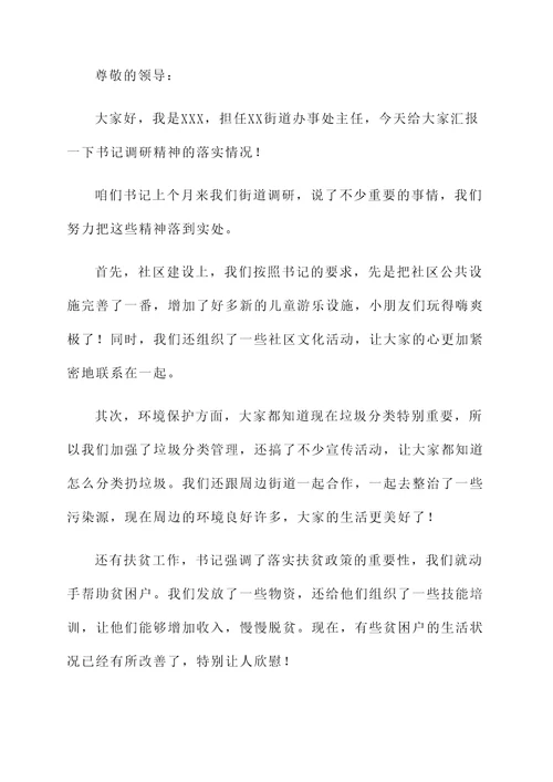书记调研精神落实情况汇报