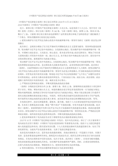 《中国共产党纪律处分条例》修订前后对照表(2021年8月18日版本).docx