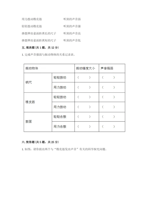 教科版科学四年级上册第一单元声音测试卷及完整答案【网校专用】.docx