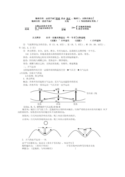 山东省高三二轮复习地理备课参考教学案——专题三物质运动与循环