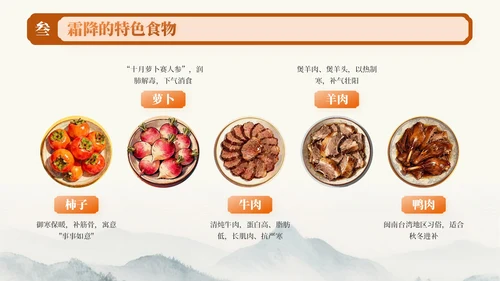 橙色中国风霜降节气知识PPT模板