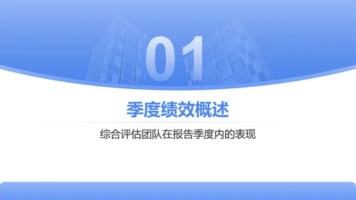 蓝色商务风季度团队绩效回顾与优化建议PPT模板