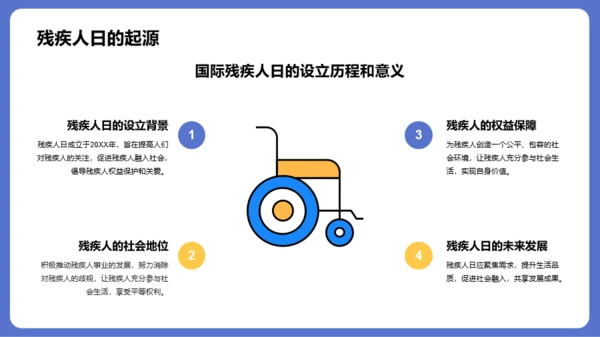 蓝色插画国际残疾人日科普介绍PPT模板