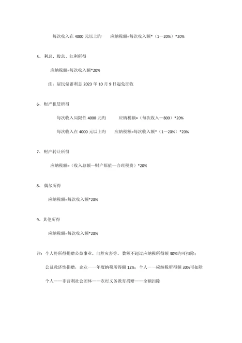 2023年自考会计税收学公式汇总.docx