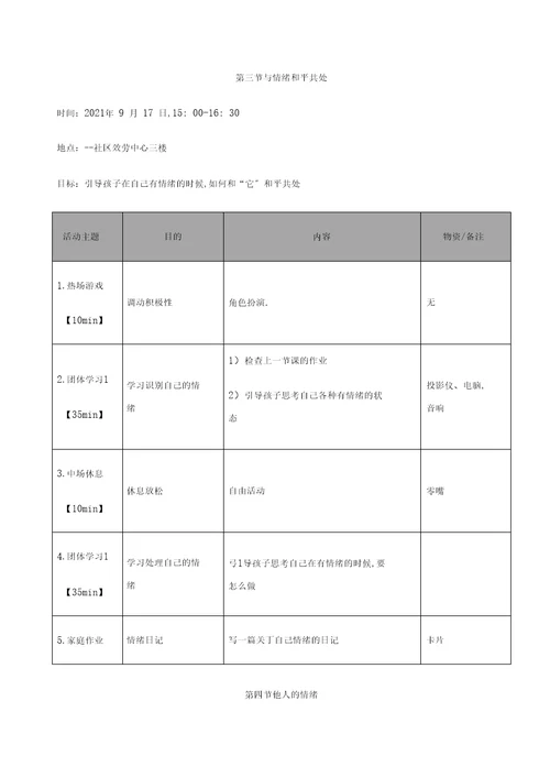 儿童情绪管理小组