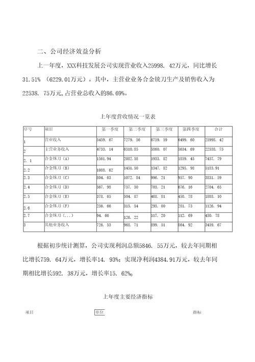 模板合金铣刀项目投资分析计划书参考方案