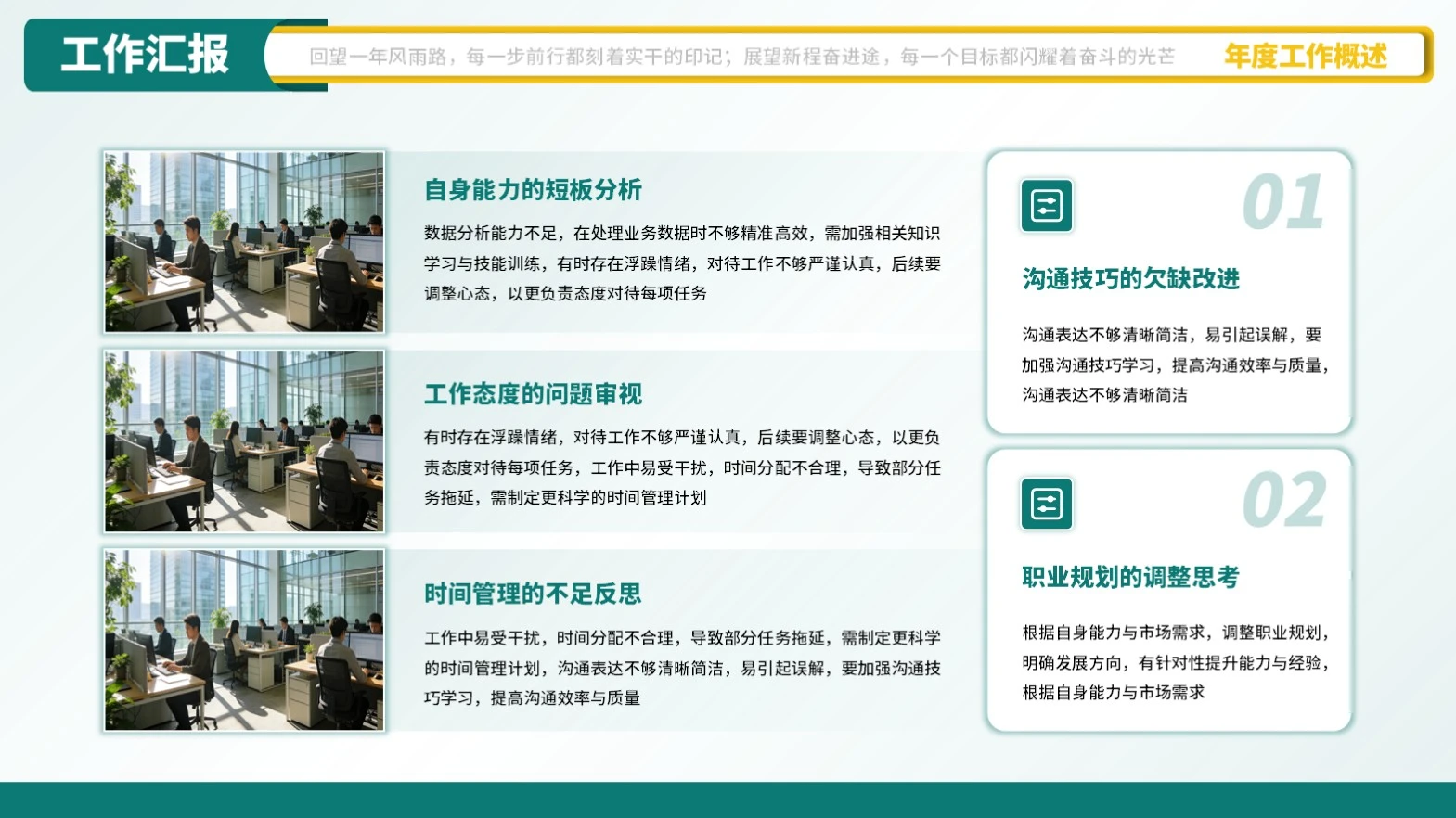 绿色商务工作汇报PPT单页