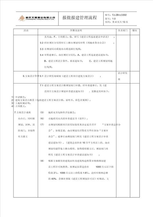 报批报建管理流程纲要